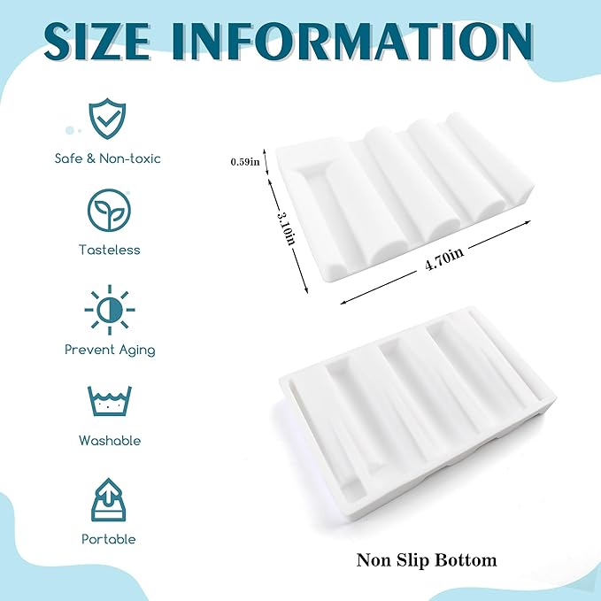 Silicone Soap Dish,Self Draining Soap Holder Perfect for Shower,Bathroom Sink,Kitchen Sink & Travel,Non-Slip Bar Soap Holder Extend Soap Life,Keep Soap Bars Dry Clean (White-2Pcs)