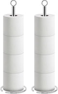 NearMoon Bath Toilet Paper Holder Stand, Freestanding Tissue Paper Storage with Reserve, Space Toilet 4 Rolls Holder for Bathroom/Kitchen Countertop-All Metal (2 Pack, Chrome Finish)