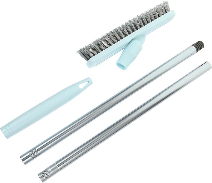 Rotatable Long Handle Scrub Brush for Floor and Grout Cleaning, Hard Bristle Wall and Bathroom Tile Brush with Crevice Design for Household Use, Blue