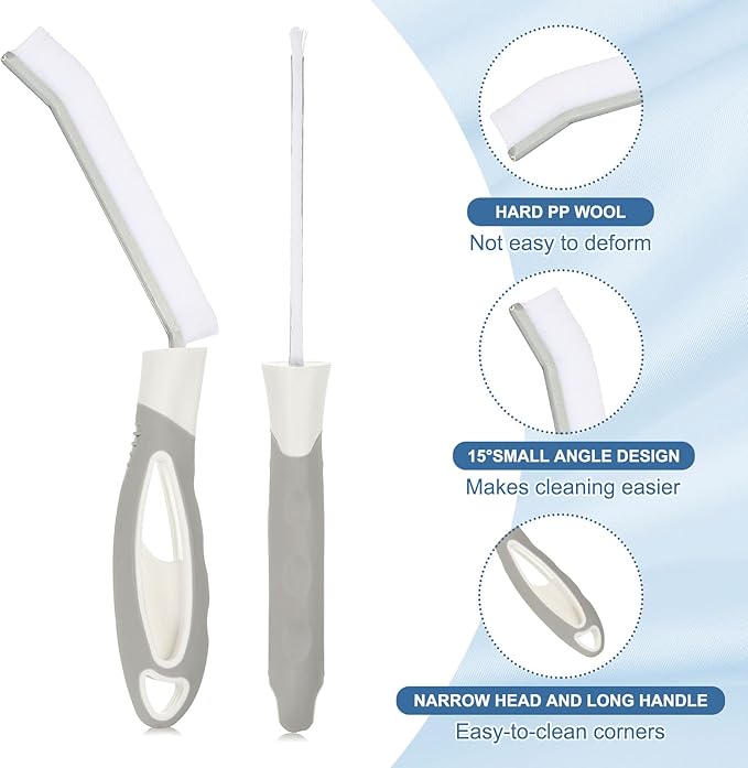 PATIKIL Hard Bristle Crevice Cleaning Brush, 6Pcs Multifunctional Gap Cleaning Brush Corner Cleaning Brushes Tool for Little Corner Kitchen Bathroom Toilet Windows, Grey White