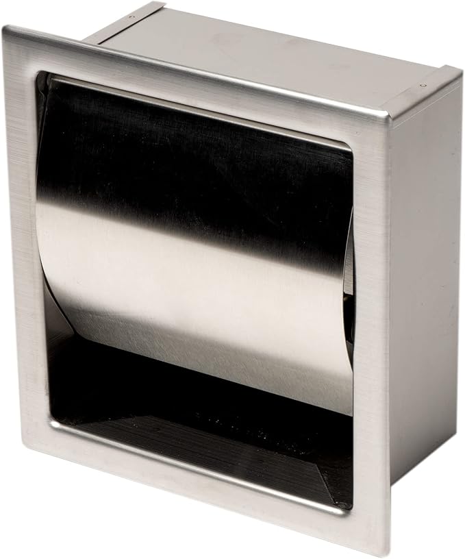 ALFI brand ABTP77-BSS Brushed Stainless Steel Recessed Toilet Paper Holder with Cover