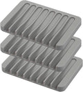 Self Draining Soap Dishes, 3 Pcs Silicone Soap Saver, Waterfall Drainer Soap Holder for Bathroom, Extend Soap Life, Keep Soap Bars Dry Clean & Easy Cleaning (Gray)