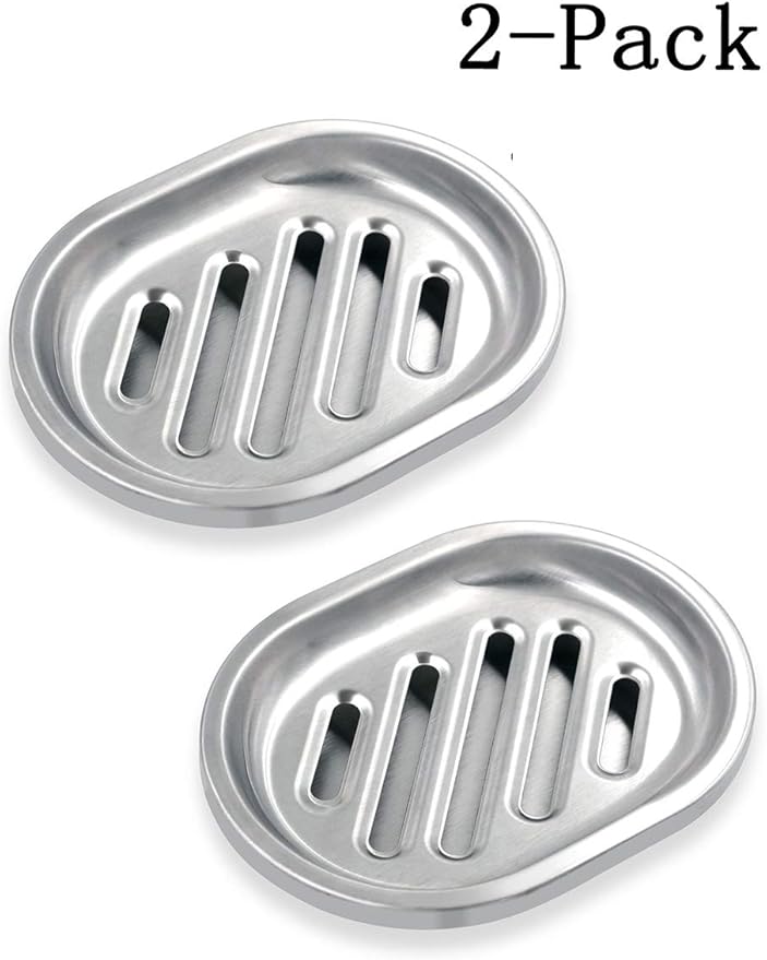 Soap Dish,Stainless Steel Soap Holder with Drain Spout,Brushed Metal Soap Saver for Bathroom Shower, Bathtub, Kitchen Sink,Durable and Stylish