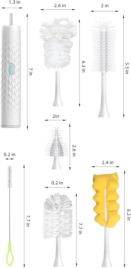 Cleaning Brush Electric Bottle Brush Waterproof 360 Degree Rotating Long Handled Silicone Straw Pacifier Cleaning Brush Bay