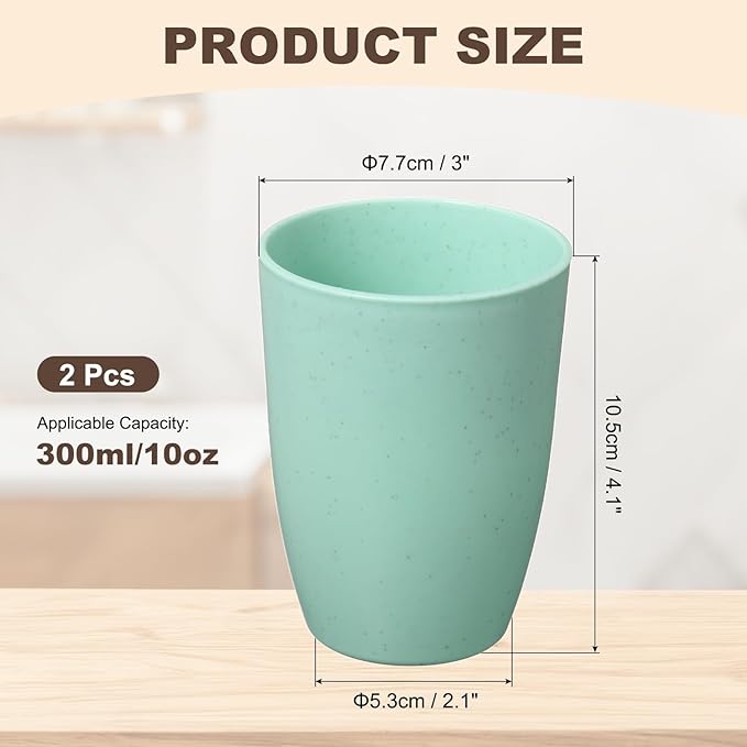 uxcell 2 Pcs Simple Toothbrush Cup, 3 x 3 x 4.1 Inch Bathroom Tumbler Reusable Plastic Cup Set for Storing Toothpaste Toothbrushes Combs Water Beverages, Light Green