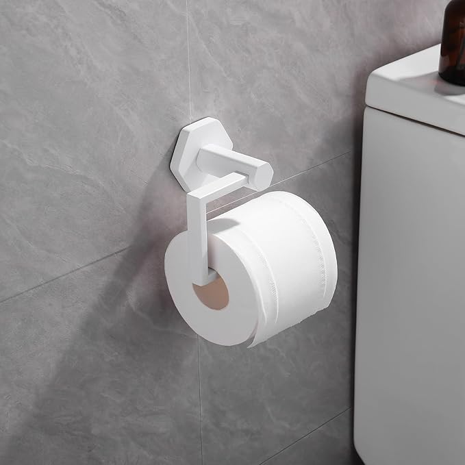 GERZWY Bath Toilet Paper Holder SUS 304 Stainless Steel Hotel Square Tissue Roll Holder Wall Mount, White Finish