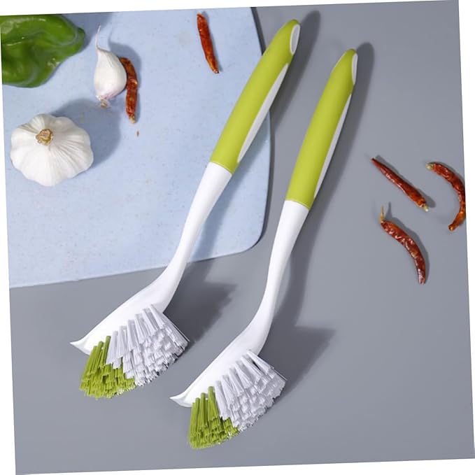 Beaupretty 2pcs Handle Kitchen Cleaning Brush for Pots and Pans Dish Washing Tool Non- Grip for Scrubbing Stoves and Countertops Convenient Storage Design