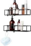 Umbra Cubiko Shower Shelf, Metal Floating Shelves with Adhesive Mounting Strips, 2-Pack, Black