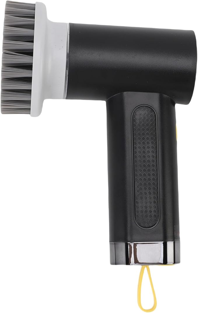 Cordless Electric Rotating Brush 2 Speeds | Effortless Bathroom Kitchen Scrubber with 3 Replaceable Heads for Tiles, Windows, and Floors | White | Fast Charging (Black)