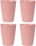 uxcell 4 Pcs Simple Toothbrush Cup, 3.3 x 3.3 x 4.2 Dishwasher Safe Bathroom Tumbler Reusable Plastic Cup Set for Storing Toothpaste Combs, Light Pink