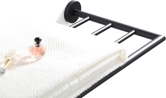 Towel Racks for Bathroom, Black Towel Shelf, Wall Mounted and Modern Hotel Style with Towel Bar 25.75 Inch, Single Towel Rack, Matte Black, 077090-MB Leo Series