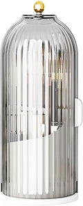 Birdcage-Style Concealed Toothbrush Holder Sliding Lid Bathroom Counter Organizer Tooth Brush Holder for Bathroom 360 Rotating Waterproof Dustproof Makeup Brushes Storage for Vanity (Black)