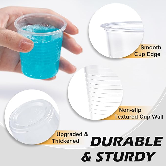 100 Pack 3 oz Plastic Cups, Clear Disposable Plastic Cups Bulk, Small Mouthwash Cup, Cold Drinking Cup for Travel, Bathroom, Travel, Picnic