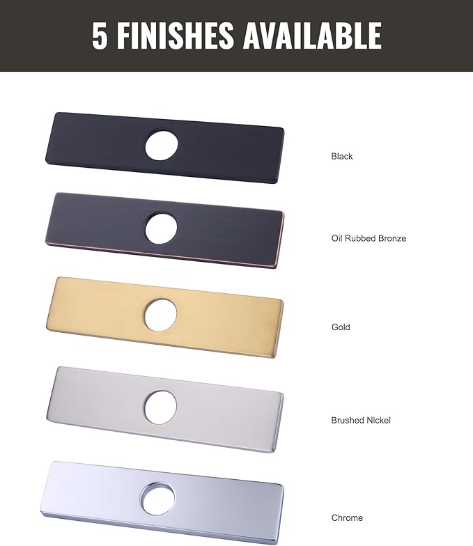 10" Sink Faucet Hole Cover Deck Plate for Kitchen & Bathroom Vanity Sink, Faucet Chrome Escutcheon Plate Stainless Steel Outside Faucet Cover Cap for 1 or 3 Hole Mixer Tap (Rectangle)