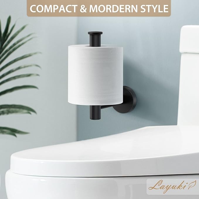 Toilet Paper Holder, Toilet Paper Roll Holder, Toilet Tissue Holder, Matte Black, Wall Mount, SUS304 Stainless Steel,Upgraded Size, Rustproof, for Bathroom/Washroom/Kitchen/RV/Camper
