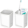 2 Packs Wall Mounted Toothbrush Holders, Self Adhesive Bathroom Toothbrush Wall Holder for Electric Toothbrush, Toothpaste, Razor,Shower Item (White