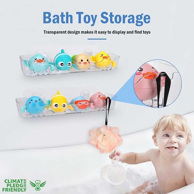 2 Pack Acrylic Shower Shelves, Adhesive Shower Organizer Wall Mounted Shower Caddy Bathroom Organizers and Storage No Drilling, Quick-Dry, Easy to Clean and Install, Clear