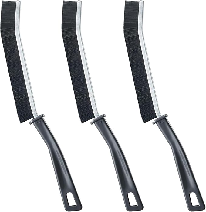 Crevice Cleaning Brush Set - Hard Bristle Small Brushes for Grout, Toilet, and Shower Tile Ideal for Tight Spaces in Bathroom and Kitchen(Serrated Bristle 3 Pack)