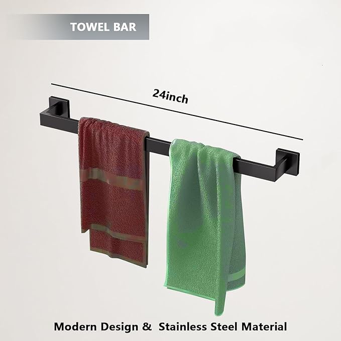 12sets Toptowel Bath Tower bar-24inch Black