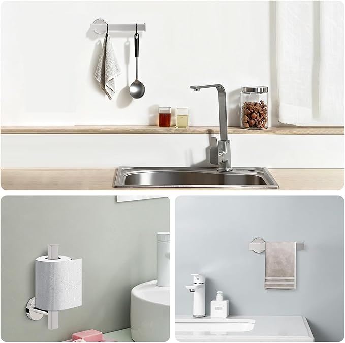 NearMoon Bath Square Toilet Paper Holder, Premium SUS304 Stainless Steel Rustproof Wall Mounted Toilet Roll Holder for Bathroom, Kitchen, Washroom (Chrome Finish)