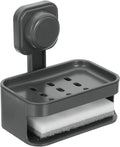 uxcell 1Pcs Suction Cup Soap Dish, Removable and Reusable Wall Mounted Double Bar Soap Holder for Shower No-Drilling Sponge Holder for Bathroom Kitchen, Gray