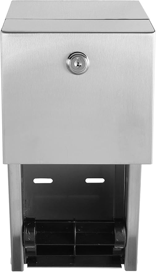 Commercial Toilet Paper Dispenser - 304 Stainless Steel Double Roll Holder - Heavy Duty Lockable Wall Mount Tissue Dispenser for Restroom - Metal Bathroom Fixtures