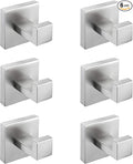 Nolimas Towel Hook Stainless Steel Bathroom Rustproof Clothes Towel Coat Hook Wall Mounted Square Toilet Kitchen, Heavy Duty Door Hanger, 6 Pack, Brushed Nickel