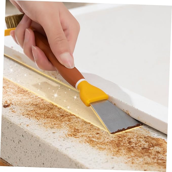 Unomor Multifunctional Cleaning Brush and Rust Removing Tool Double-Ended Shovel Design for Kitchen Bathtub Sink and Corner Grout High-Density Bristles for Scrubbing Easy to Use