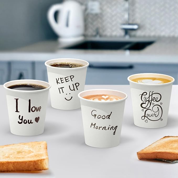 100 Count 6 oz Coffee Cups, Leak-Free Food Safe Paper Cups 6 oz, Disposable 6oz White Paper Cups for Cold and Hot Drinks