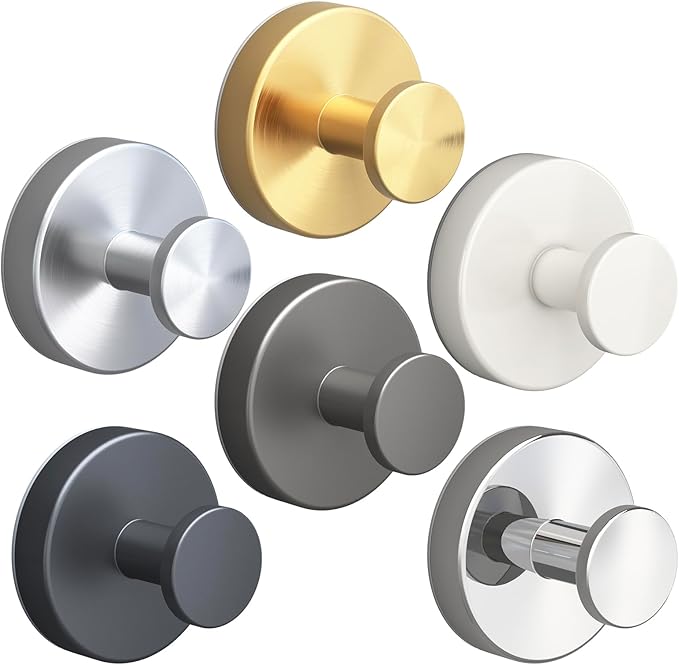 2026 Suction Cup Hooks for Shower, Towel, Window, Bathroom, Wreath, Kitchen, Class Door, Mirror, No-Tools No-Drill Removable Heavy Duty up to 15 lbs Hook Holders (6 Pack, 6 Colors)