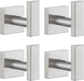 Angle Simple Towel Hooks for Bathroom, SUS304 Stainless Steel Robe Coat Hook Wall Mount, Brushed Nickel, 4 Pack