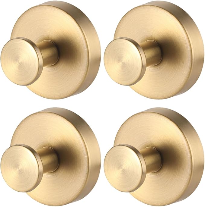 YEYSXSY Luxe Hold 4PC Gold Stainless Steel Suction Cup Towel Hooks for Bathrooms