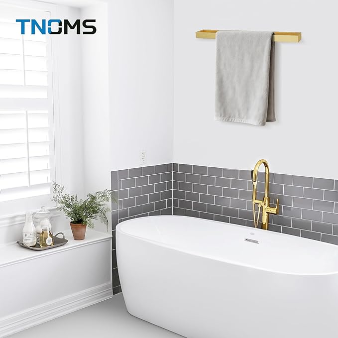 TNOMS Single Towel Bar Towel Holder Bathroom Hardware Accessories,Stainless Steel Wall-Mounted Towel Rack Towel Rail,20 Inches Brushed Gold