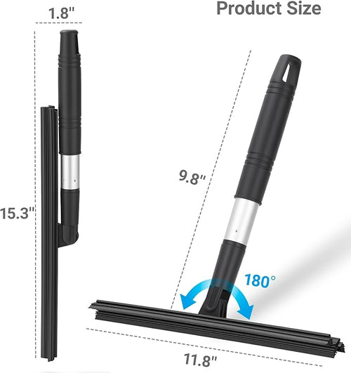 11.8" Triple-Blade Shower Squeegee, Timenu Wiper-Inspired Design for Glass Doors, Tile Walls, Mirrors & Window Cleaning（Black）