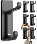 Quik D Heavy Duty Adhesive Wall Hooks for Hanging (4 Pack) — Waterproof & Rustproof Double Hooks, No Drilling Stick On Hooks for Bathroom, Kitchen, Door, Coat, Towel, Keys & Robes (6)