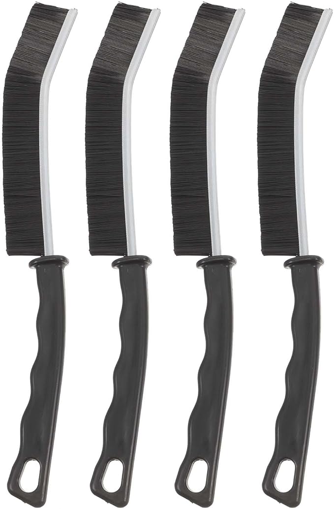 4pcs Multifunctional Hard Bristle Cleaning Brushes Non-Slip Handle for Household Use, Crevice and Gap Scrubber Tools for Kitchen, Bathroom, Tile, and Grout Cleaning