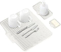 Silicone Dish Drying Mat for Kitchen Counter, Dish Drying Pad, Non-Slip Drain Pad with Built-in Drain, Heat Resistant Stone Drying Mat, Cream-1Set