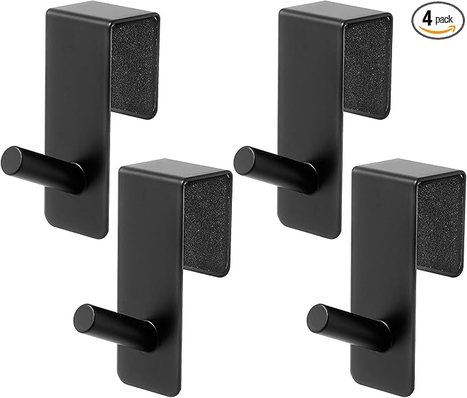 ARTOYS Over The Door Hooks (4 Pack) - Heavy Duty 20mm Wide Hangers for Thick Doors, Holds 50Lbs - EVA Foam Padded No-Scratch Hooks for Cabinets & Closets, Black