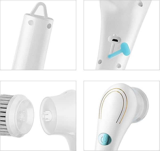 Electric Scrubber, Rechargeable Electric Cleaning Brush with 5 Brush Heads, Electric Scrubber Brush Cleaning Tools, Household Cleaning Brushes for Bathroom Wall Tiles Floor Bathtub Kitchen