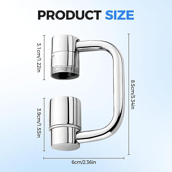 1440° Rotatable Faucet Aerator Extension, 2 Modes Universal Sink Faucet for Splash Reduction, 1080° Rotating Multifunctional U shaped faucet extender for Bathroom Sink Kitchen