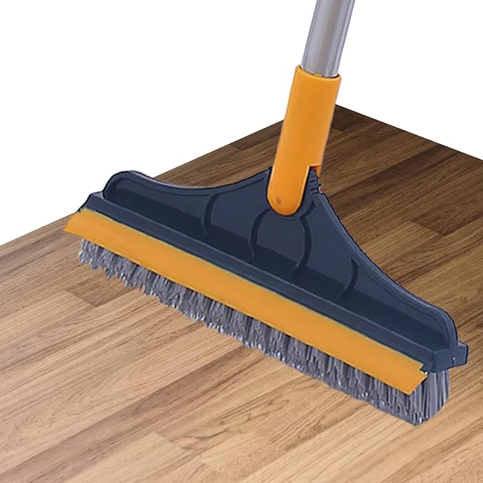 Floor Scrub Brush with Long Handle - 2 in 1 Long Handle Scrub Brush,Adjustable V-Shaped Floor Brush Scrubber, 120 Degree Triangular Rotating Brush Head Shakven