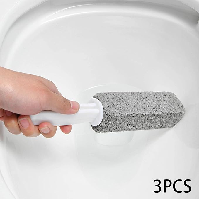Pumice Toilet Brush, Hard Watermark Remover Cleaning Stone, Suitable for Tile Grout Rust Grill Toilet Bowls (3pcs)