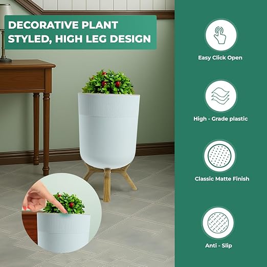 Hidden Bathroom Trash Can with Lid - 1.8 Gallon - Dog Poop Trash Can - Plant Styled Indoor Outdoor Garbage Can - Decorative Waste Basket for Bathroom, Bedroom, Living Room, Kitchen, Outside
