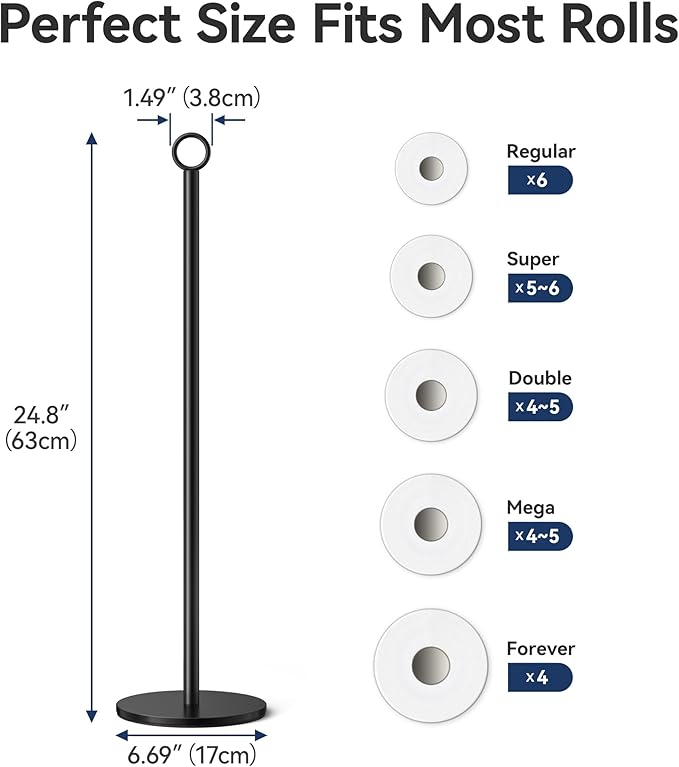 Toilet Paper Holder Stand - with Reserve Function, Free-Standing Toilet Paper Storage Holder, Stainless Steel