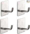 Bath Towel Hooks - 4 Pack Strong Self Adhesive Coat/Clothes Hooks, No Drilling Sticky Hooks, Heavy Duty 304 Stainless Steel Shower Wall Hook for Bathroom Kitchen Bedroom(Brushed Nickel)