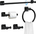 5 Piece Bathroom Hardware Accessories Set, SUS304 Stainless Steel Bath Towel Bar Set, 24 Inch Towel Racks for Bathroom Wall Mounted, Bath Towel Holder Set, Matte Black