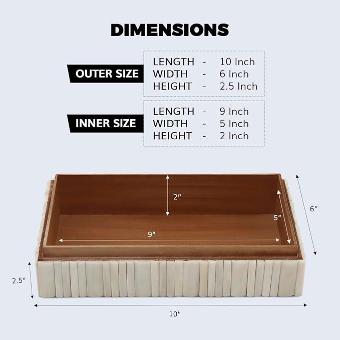 Handicrafts Home Decorative Storage Box 10x6 – Remote Organizer Box with Lid, Modern Decorative Keepsake Box, Boho Shelf Décor, Memory Box for Photos or Letters, Decorative Box for Table Décor