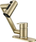 Bropury Rotatable Bathroom Faucets，Single Hole Golden Bathroom Faucet 1 Hole or 3 Hole，Lavatory Basin Vanity Faucet for RV Caravan Marine Boat Yacht(Brushed Gold) (Brushed Gold)
