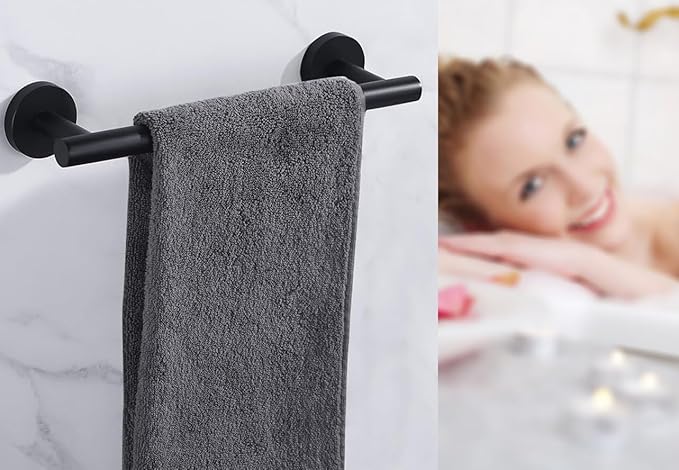 9 Inch Towel Bar for Bathroom 9/12/16/24/28/33 Inch Kitchen Hand Towel Holder Matted Black SUS304 Stainless Steel RUSTPROOF Wall Mount Towel Rod (1, Matted Black, 9 Inch)