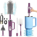 5 in 1 Electric Bottle Brush Cleaner Compatible Stanley Bottle Brush Straw Cleaner Multifunction Rechargeable IPX6 Waterproof Extra Long Design for Stanley Cup, Sports Bottle and More (Purple-1)